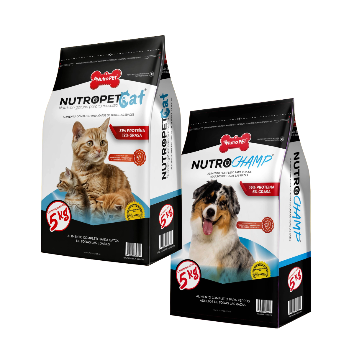 📦 Pack Multimascota: NutroPET Cat + NutroCHAMP (5kg c/u)