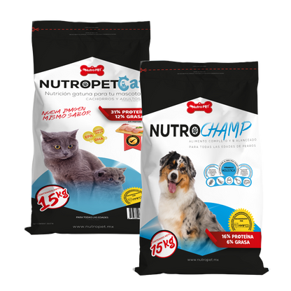 📦 Pack Multimascota: NutroPET Cat + NutroCHAMP (15kg c/u)