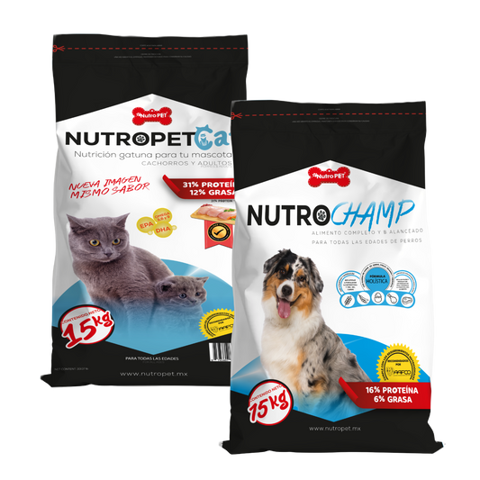 📦 Pack Multimascota: NutroPET Cat + NutroCHAMP (15kg c/u)